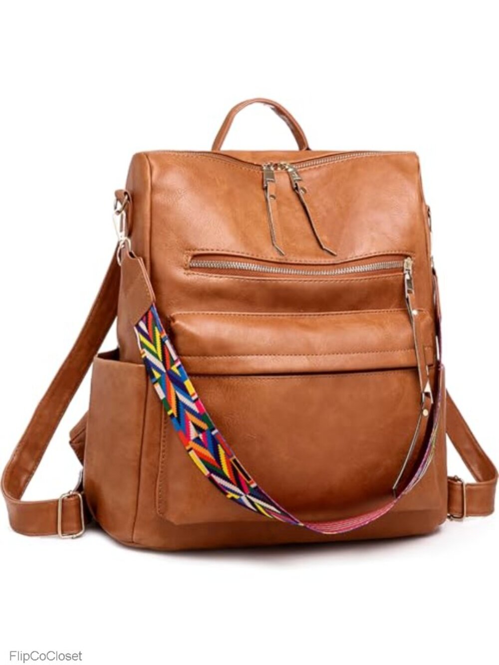 PU Leather Backpack Purse Women Water Resistant Travel Work Bag